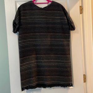 Zara knit mini dress with fringe detail at bottom. Super tiny pull as shown.
